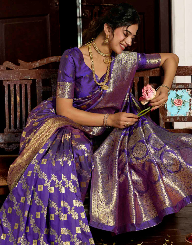 Royal Purple Silk Woven Banarasi Saree