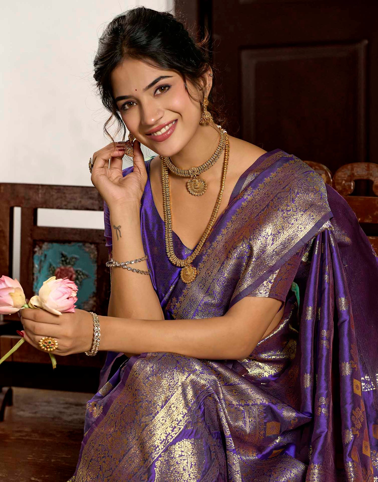 Royal Purple Silk Woven Banarasi Saree