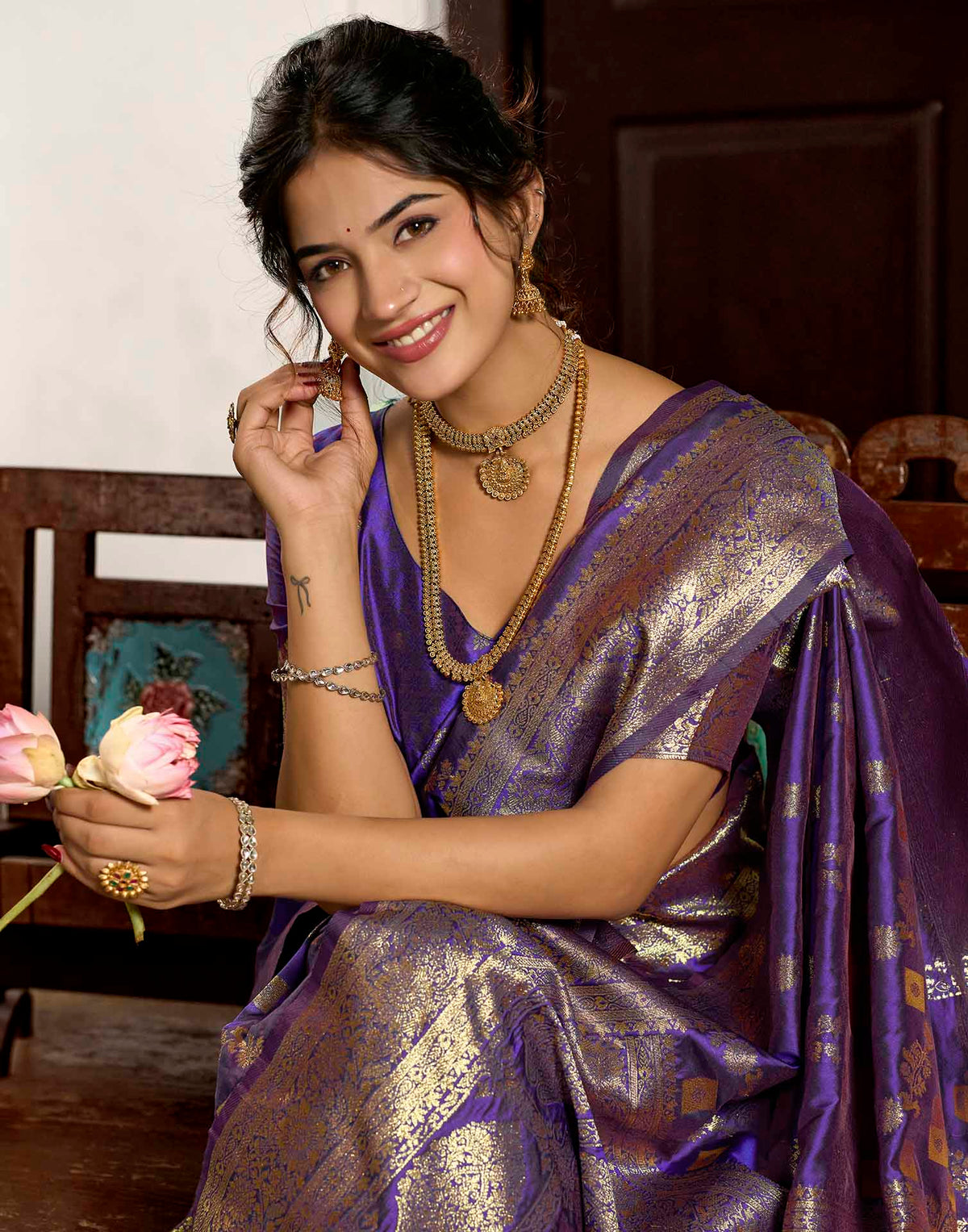 Royal Purple Silk Woven Banarasi Saree