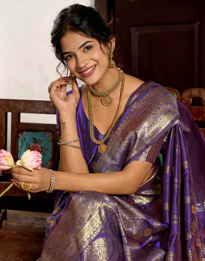 Royal Purple Silk Woven Banarasi Saree