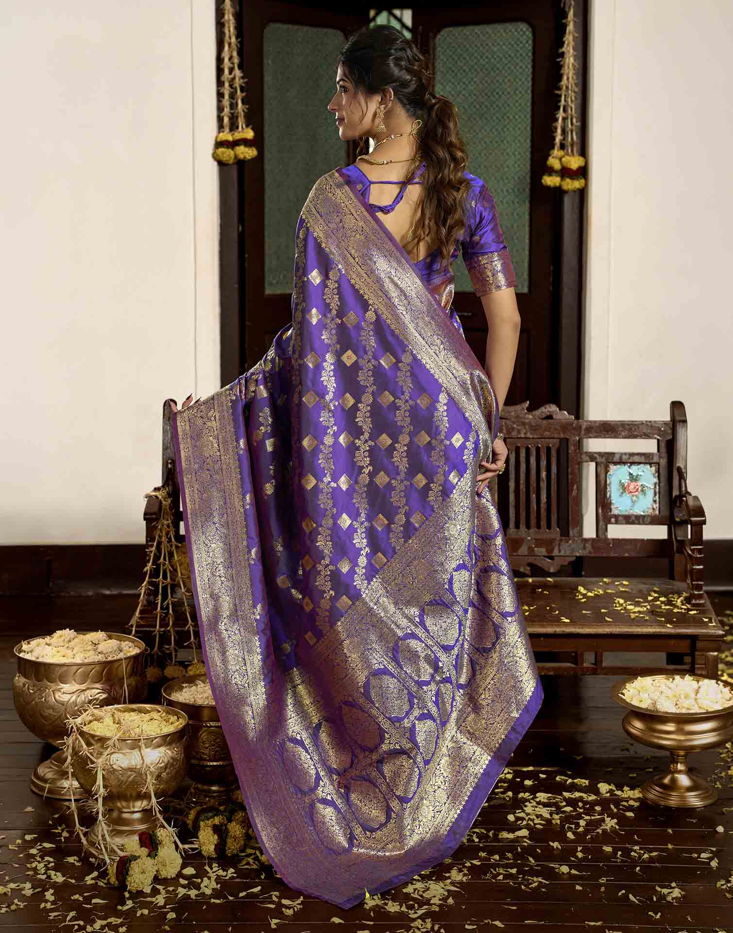 Royal Purple Silk Woven Banarasi Saree