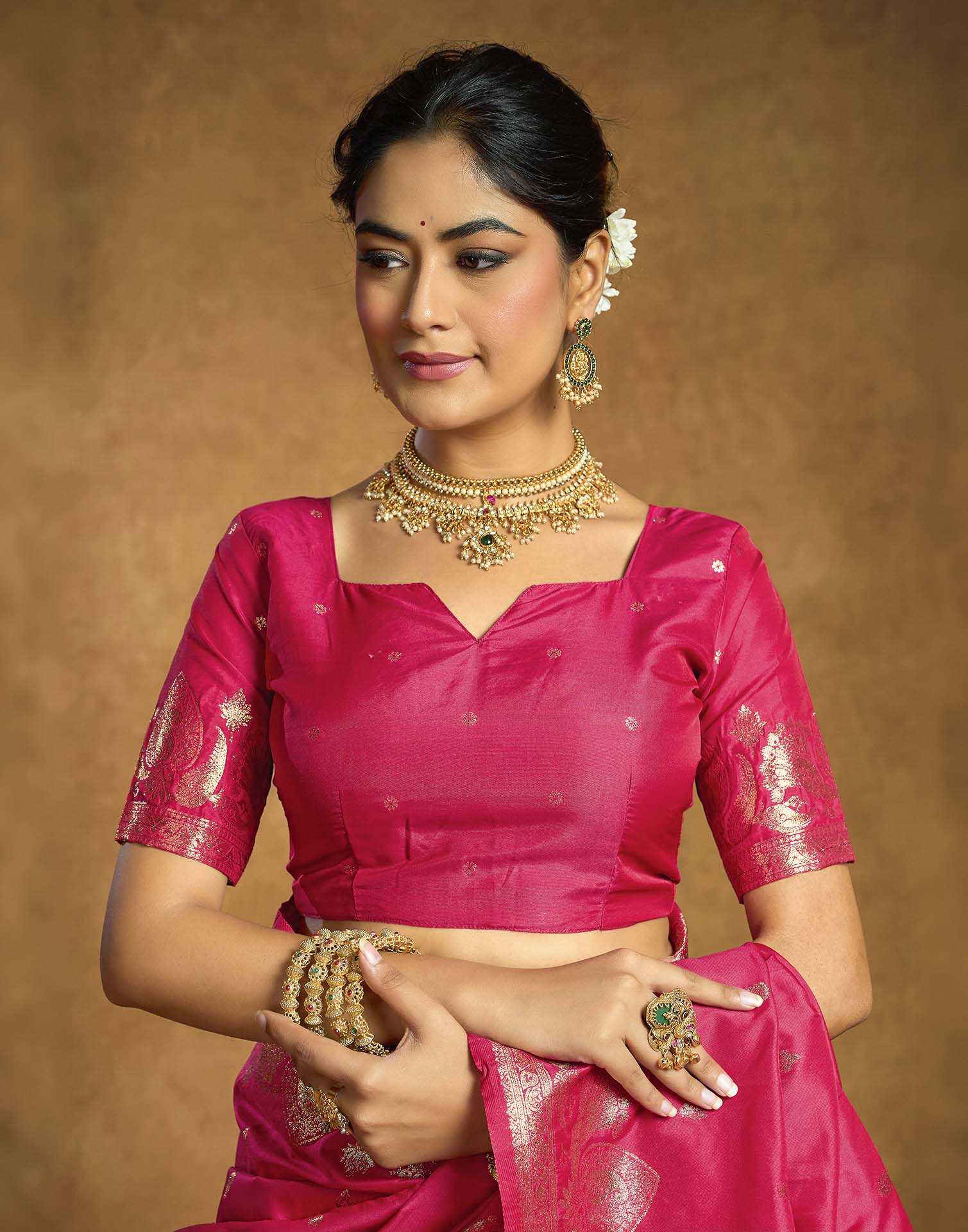 Rani Pink Silk Woven Banarasi Saree