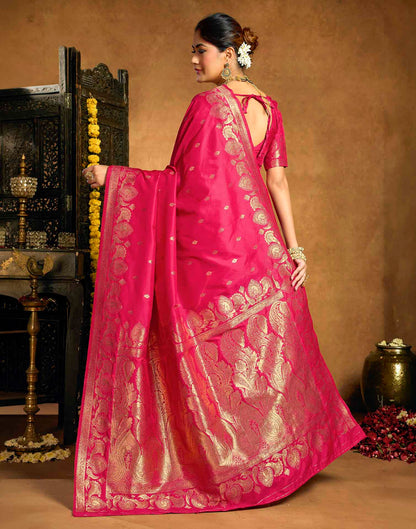 Rani Pink Silk Woven Banarasi Saree