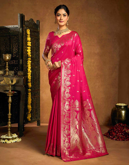 Rani Pink Silk Woven Banarasi Saree