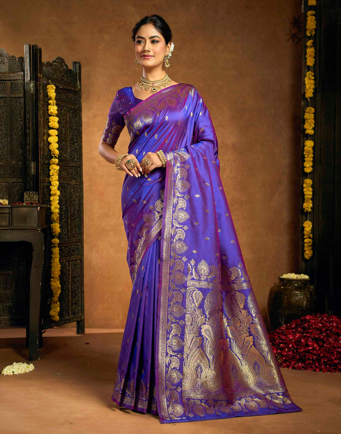 Royal Purple Silk Woven Banarasi Saree