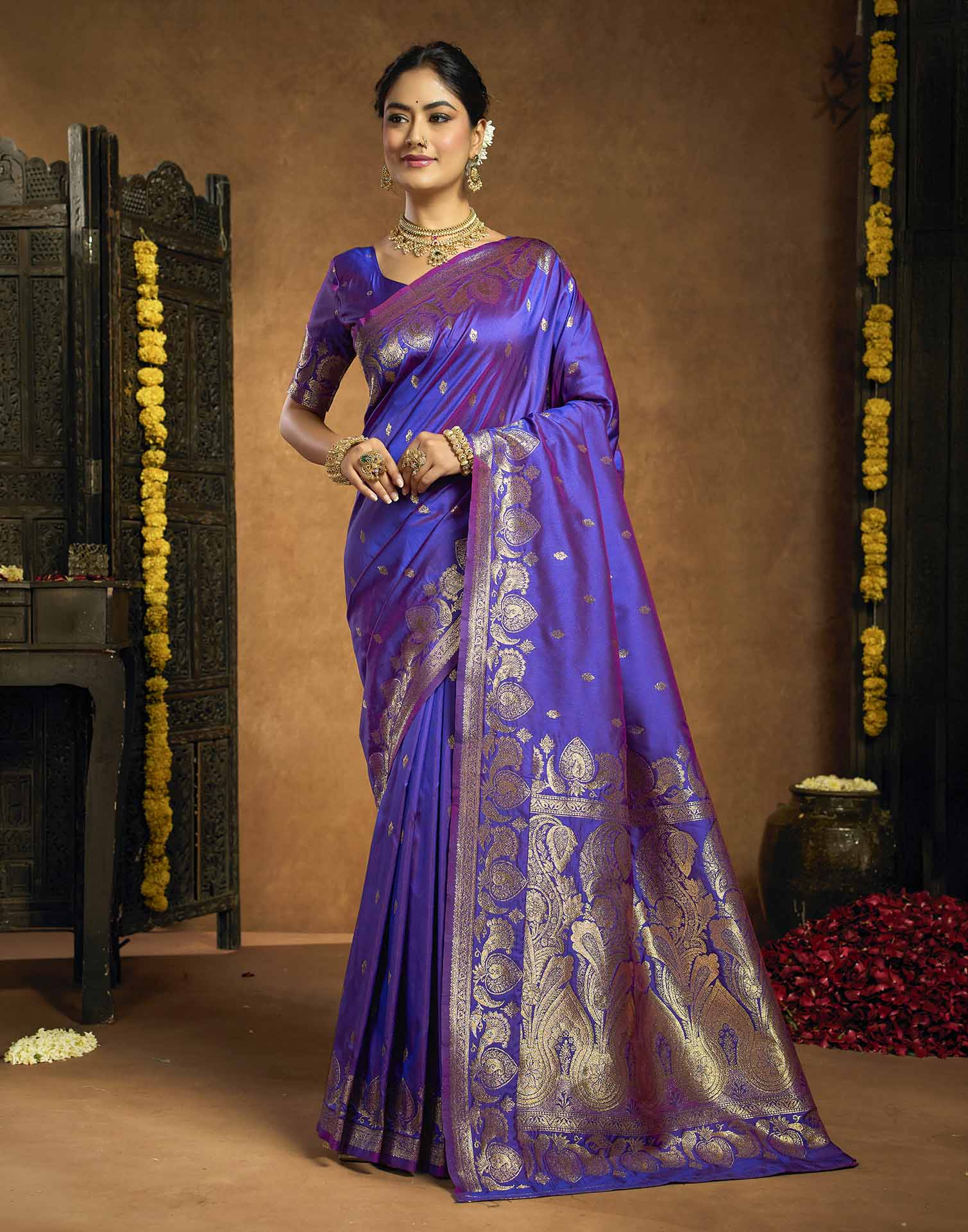 Royal Purple Silk Woven Banarasi Saree