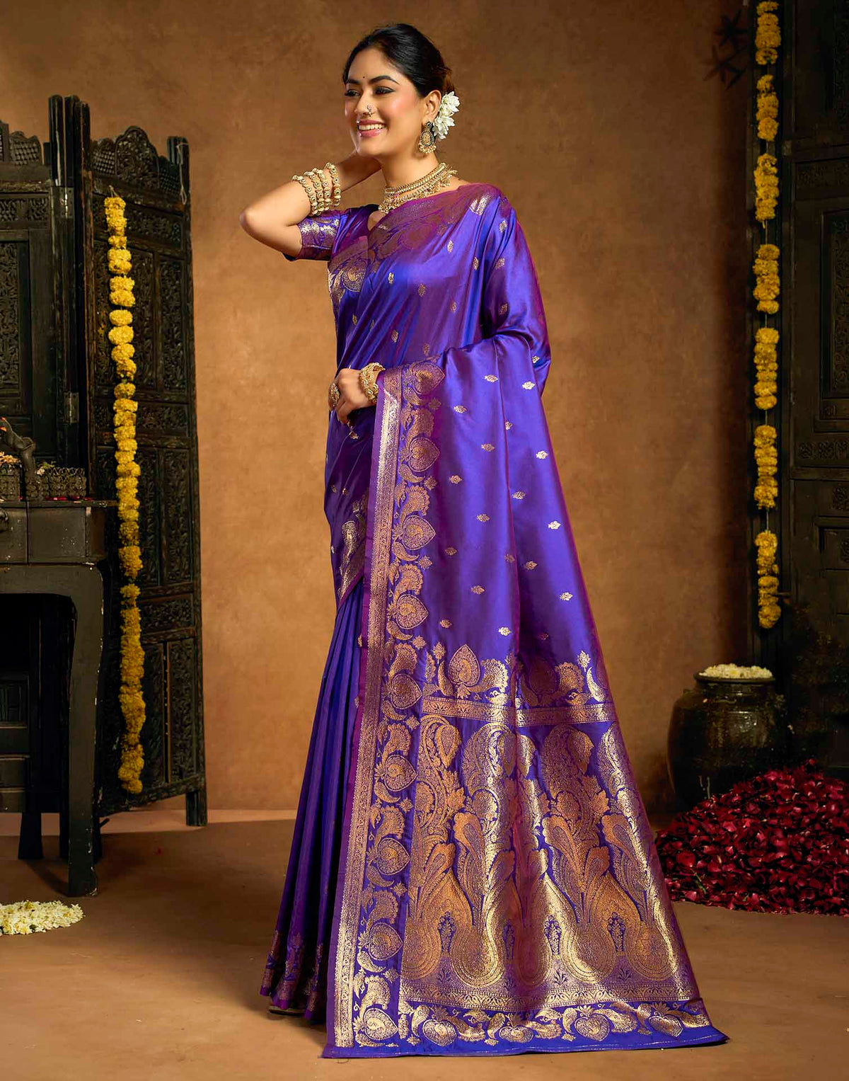 Royal Purple Silk Woven Banarasi Saree