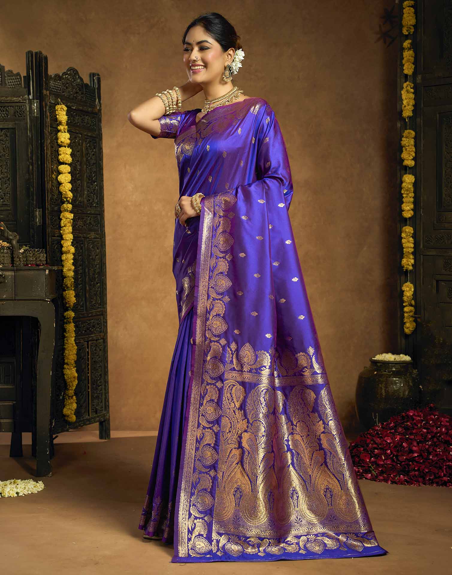 Royal Purple Silk Woven Banarasi Saree
