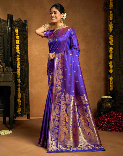 Royal Purple Silk Woven Banarasi Saree