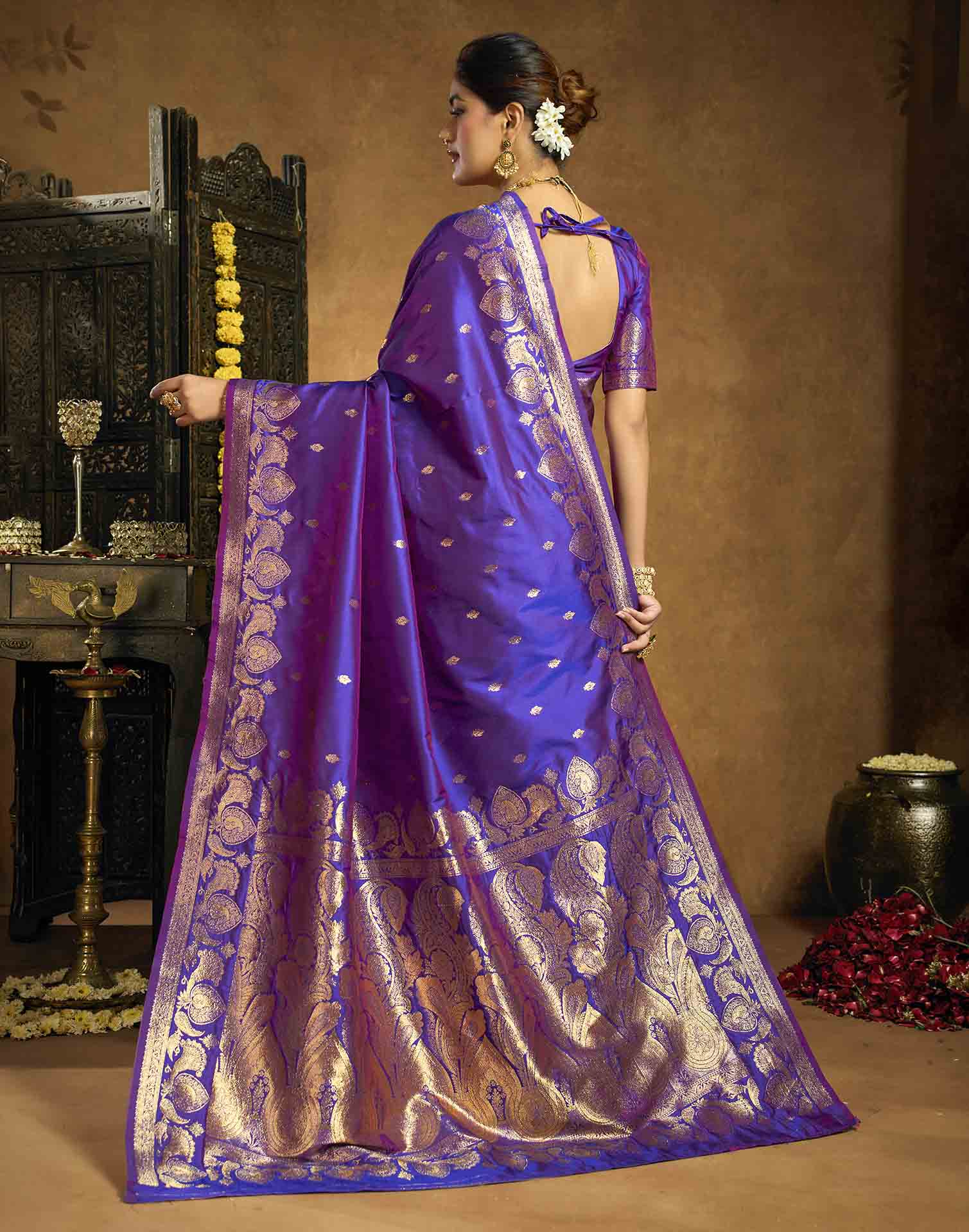 Royal Purple Silk Woven Banarasi Saree