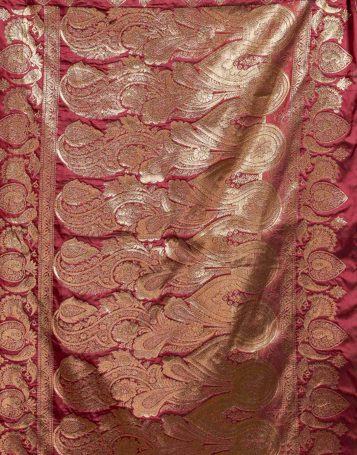 Maroon Silk Woven Banarasi Saree