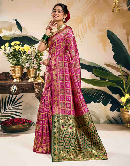 Rani Pink Silk Woven Patola Saree