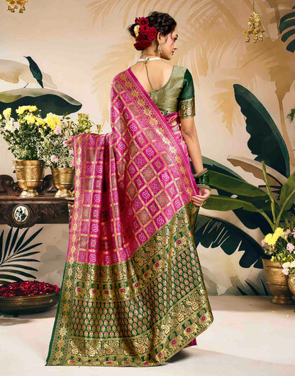 Rani Pink Silk Woven Patola Saree