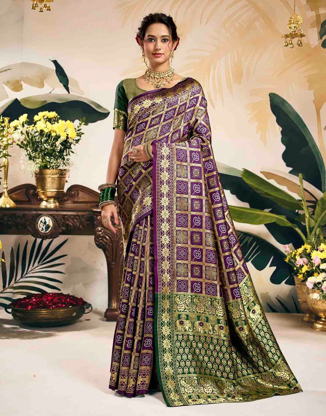 Purple Silk Woven Patola Saree