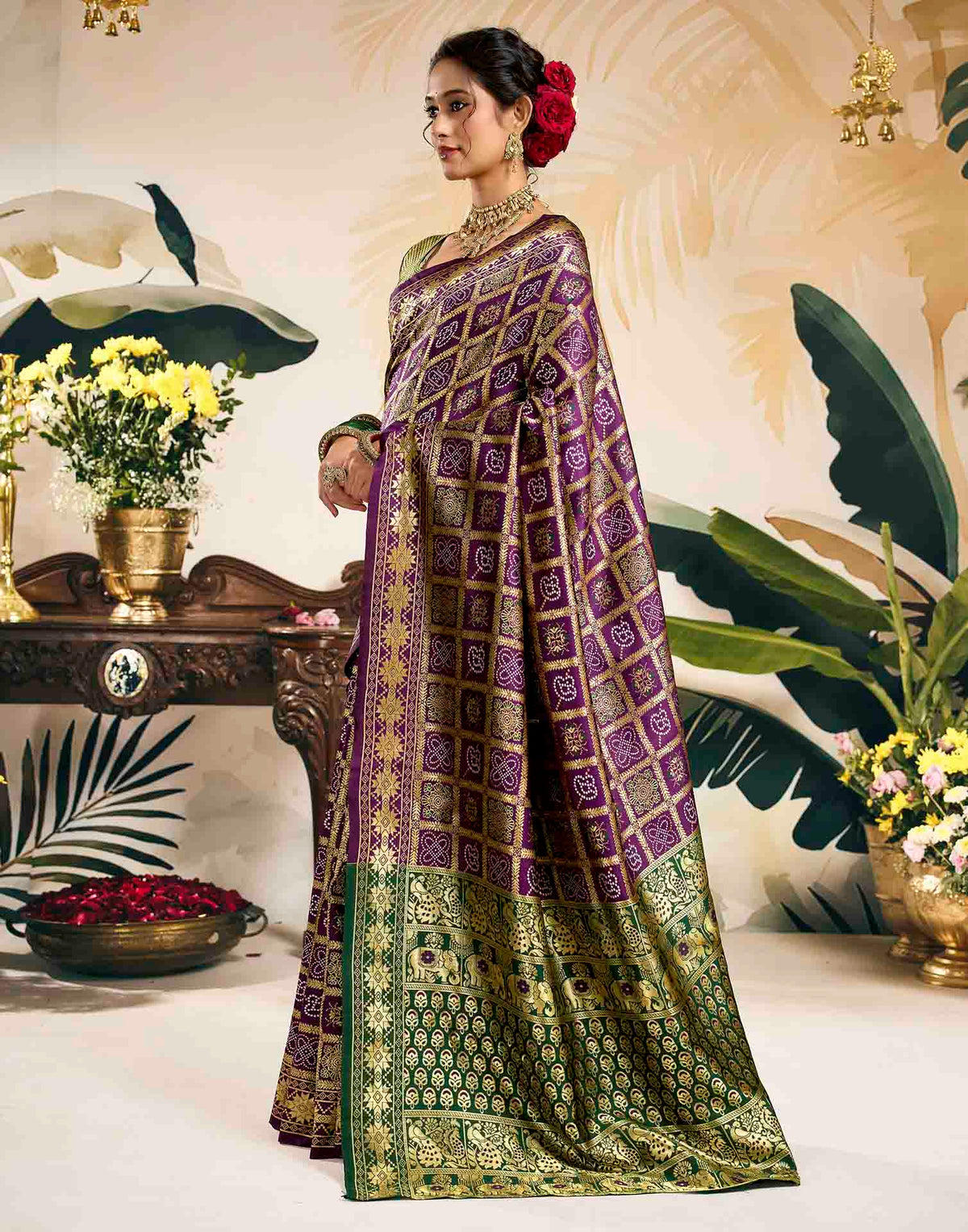Purple Silk Woven Patola Saree