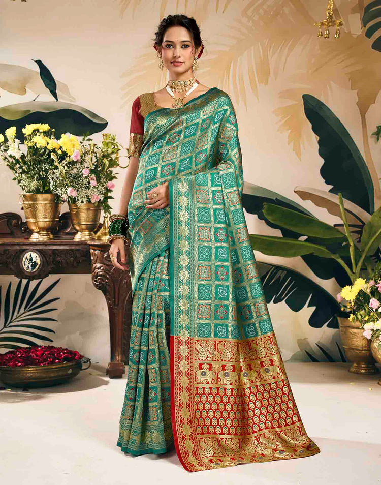 Turquoise Silk Woven Patola Saree
