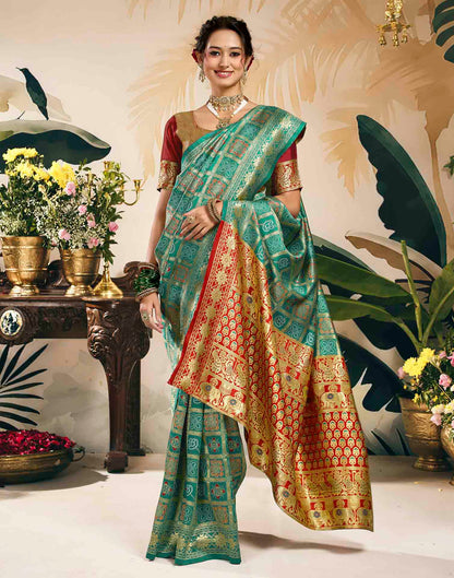 Turquoise Silk Woven Patola Saree