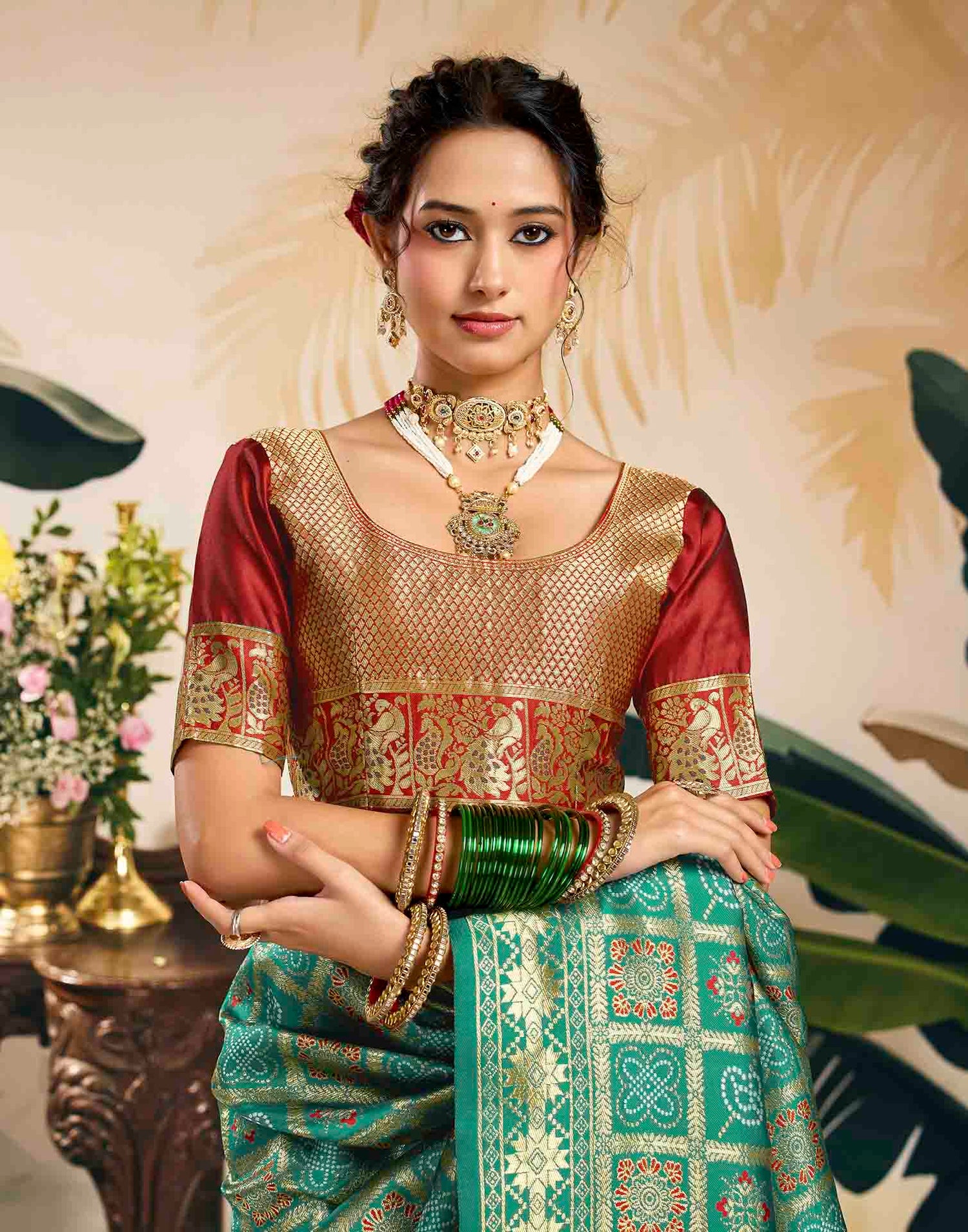Turquoise Silk Woven Patola Saree