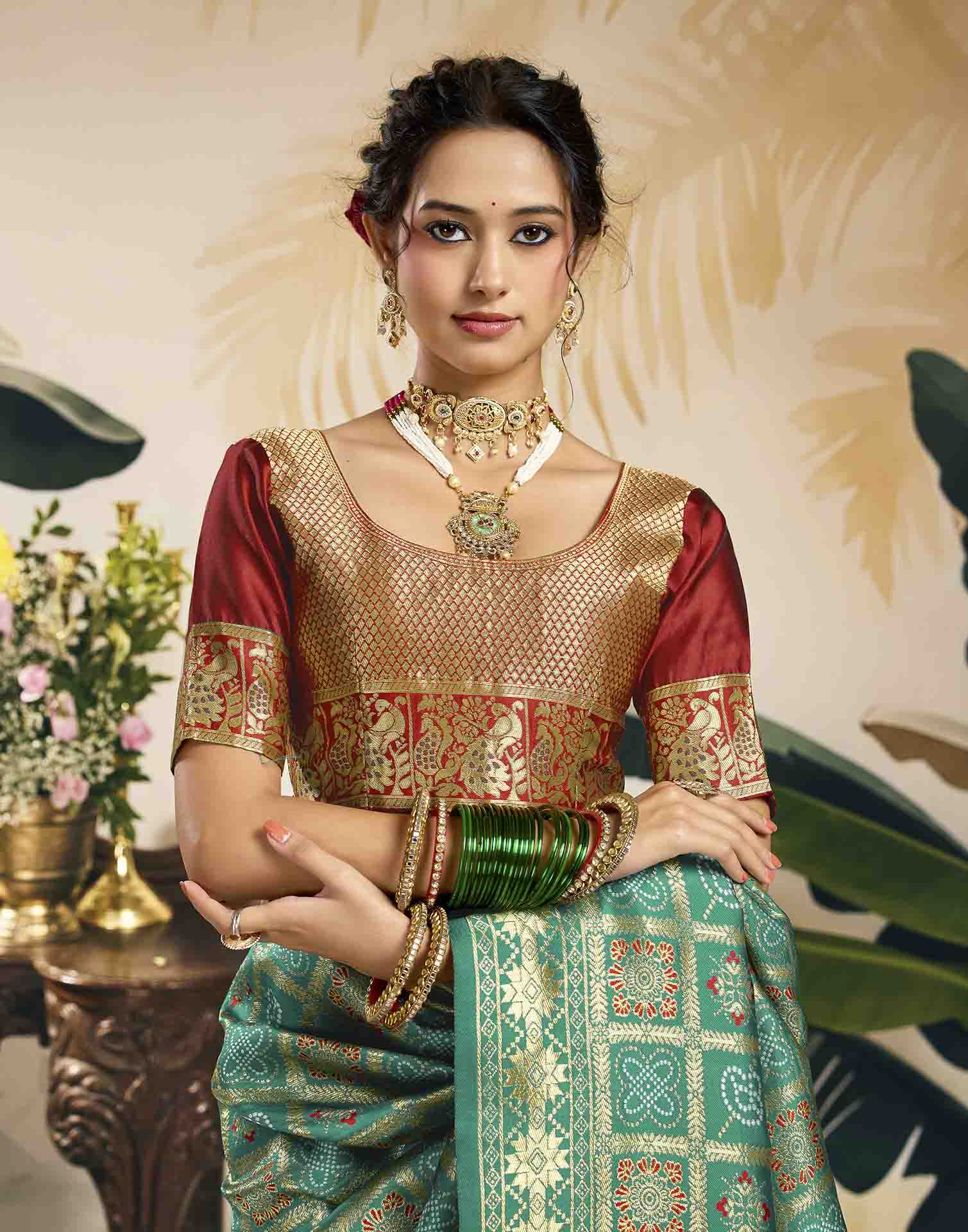 Turquoise Silk Woven Patola Saree