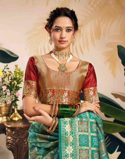 Turquoise Silk Woven Patola Saree