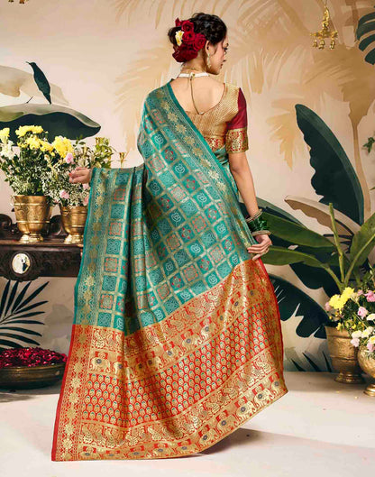 Turquoise Silk Woven Patola Saree
