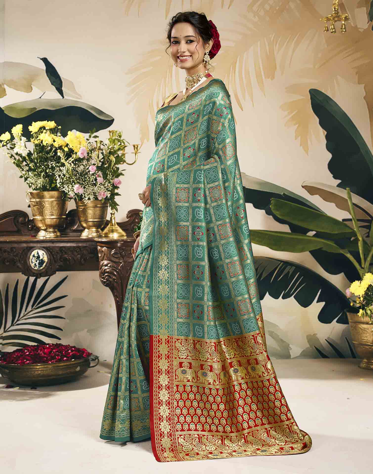 Turquoise Silk Woven Patola Saree