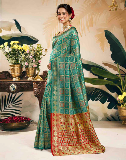Turquoise Silk Woven Patola Saree