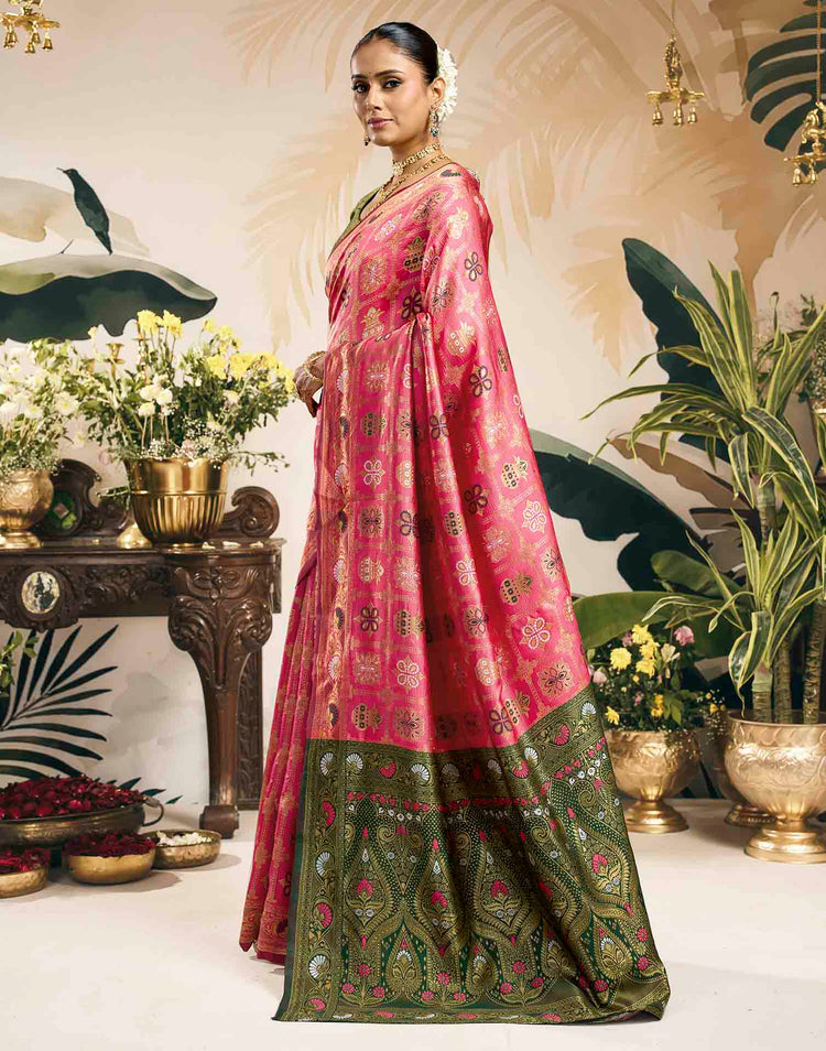 Baby Pink Silk Woven Patola Saree
