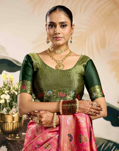 Baby Pink Silk Woven Patola Saree