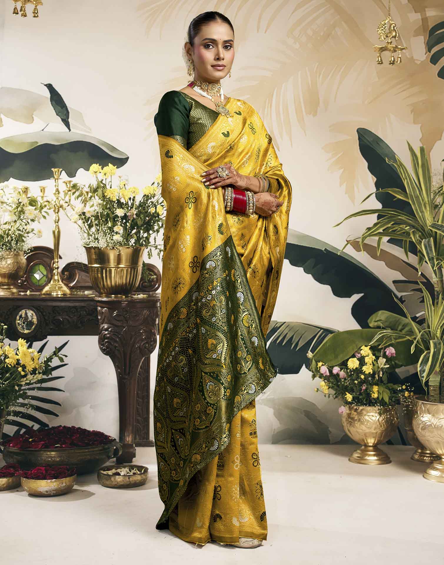 Turmeric Yellow Silk Woven Patola Saree