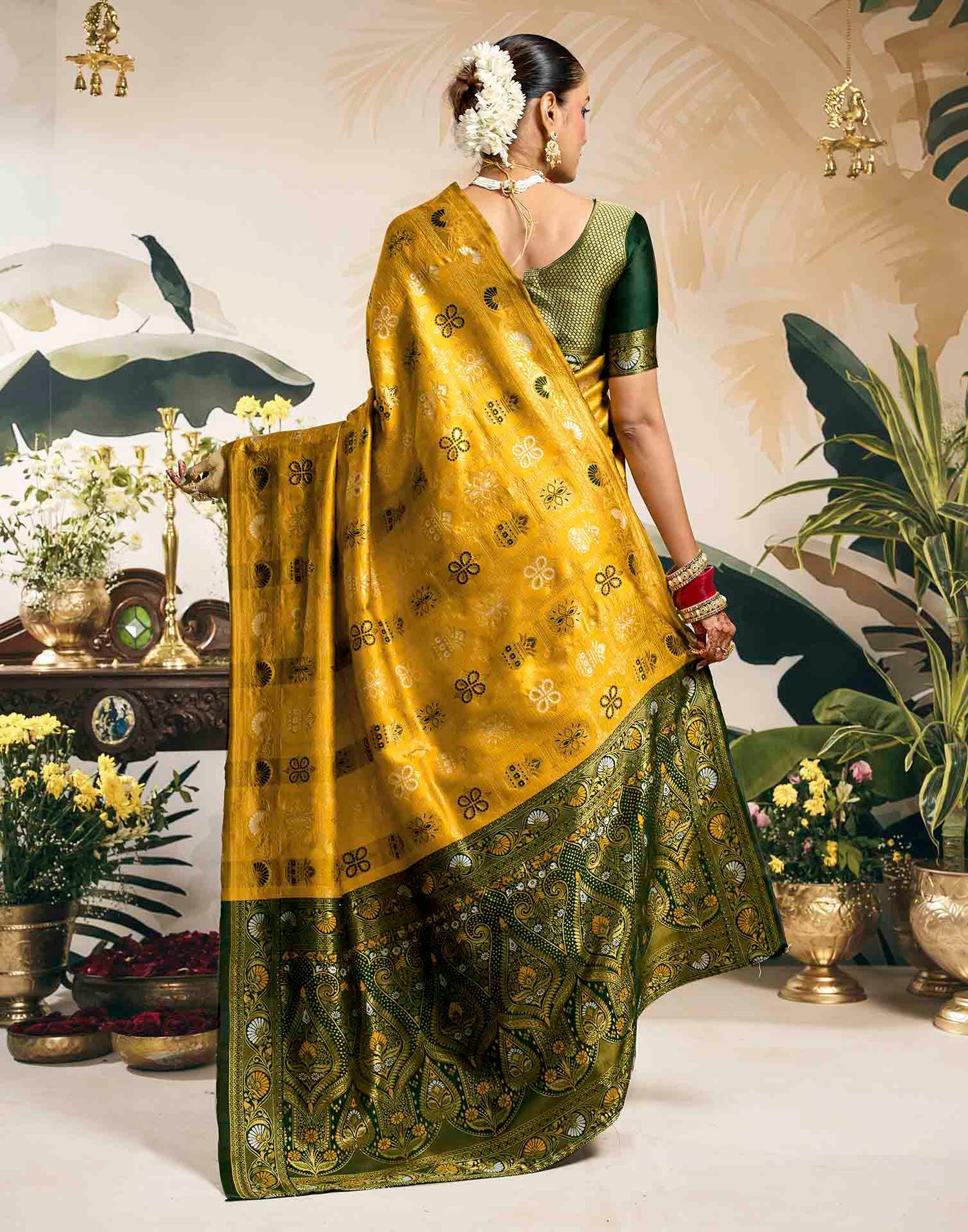 Turmeric Yellow Silk Woven Patola Saree