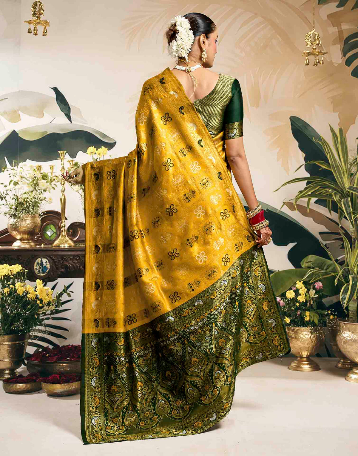Turmeric Yellow Silk Woven Patola Saree