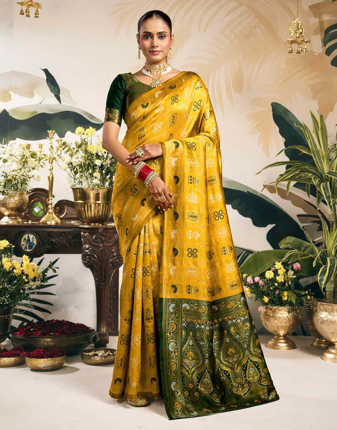 Turmeric Yellow Silk Woven Patola Saree