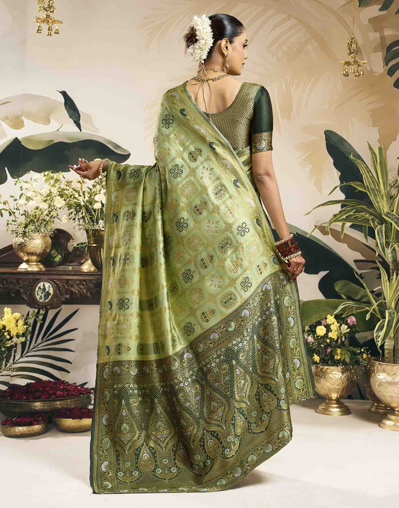 Light Green Silk Woven Patola Saree