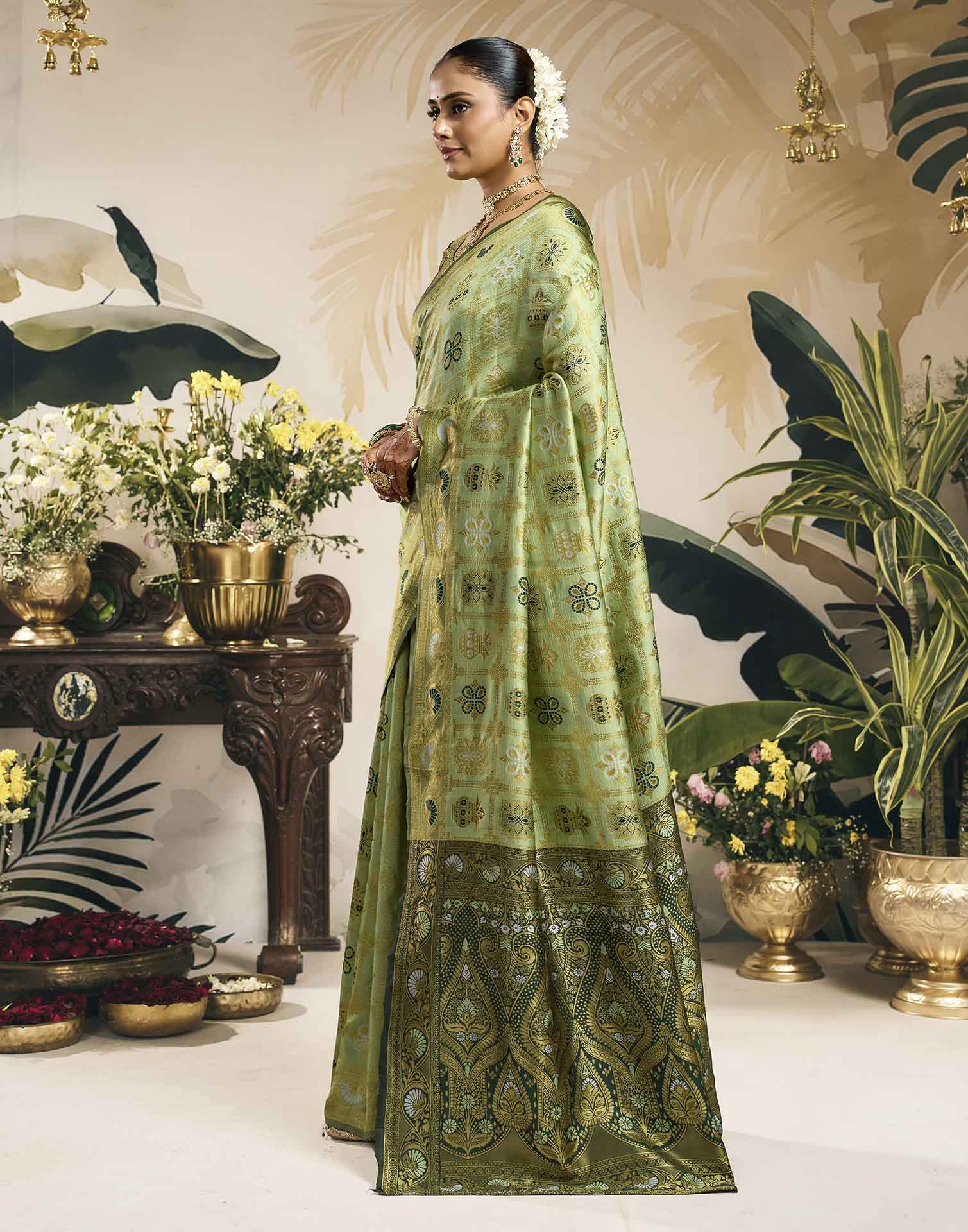 Light Green Silk Woven Patola Saree