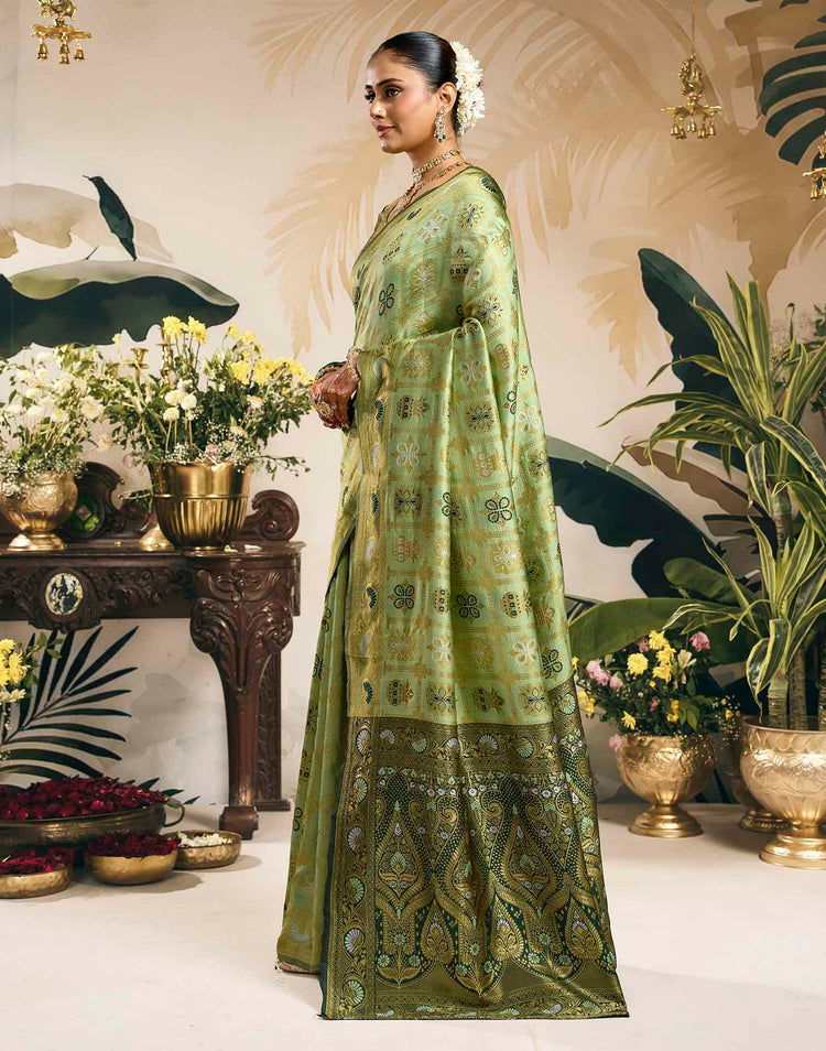 Light Green Silk Woven Patola Saree