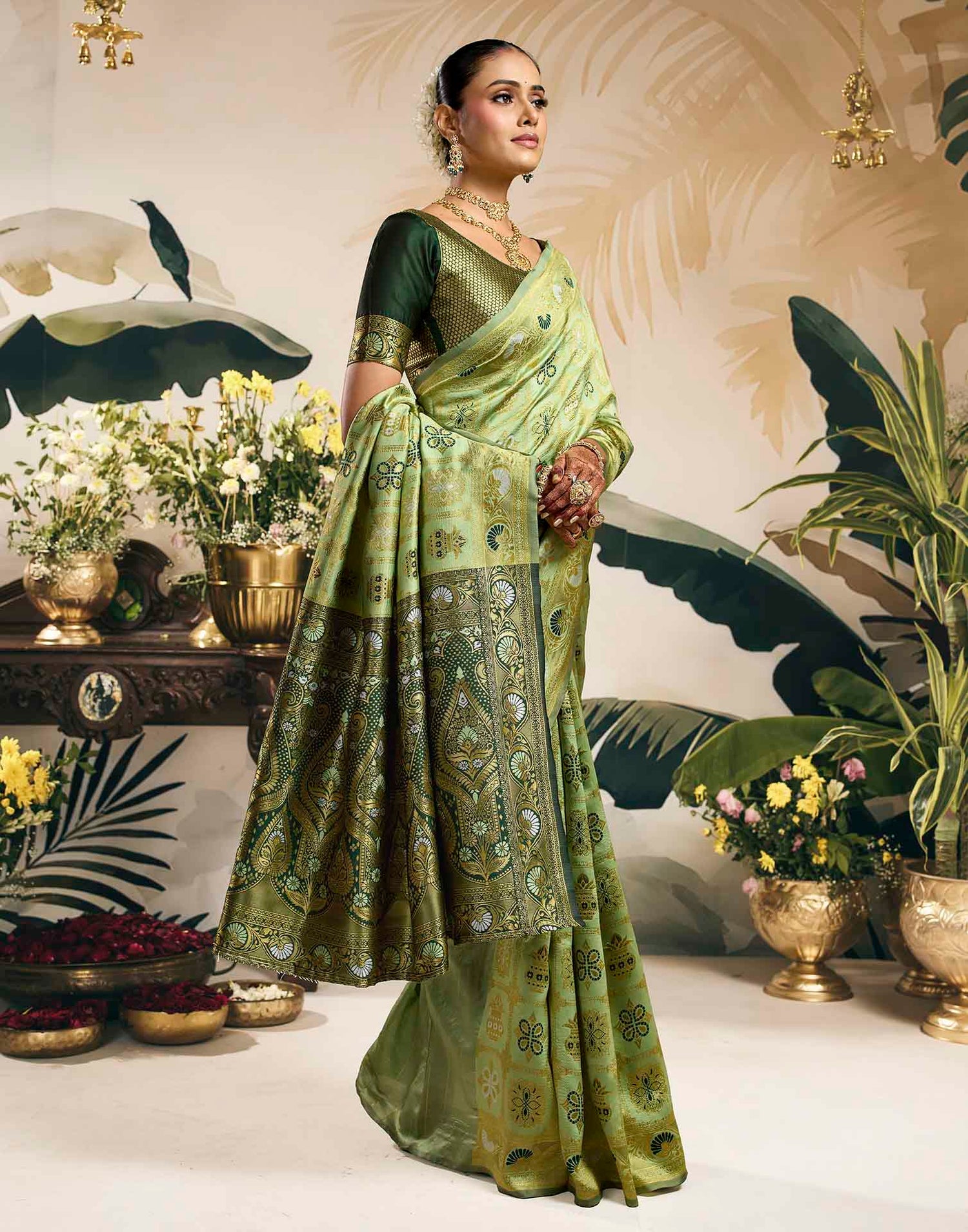 Light Green Silk Woven Patola Saree