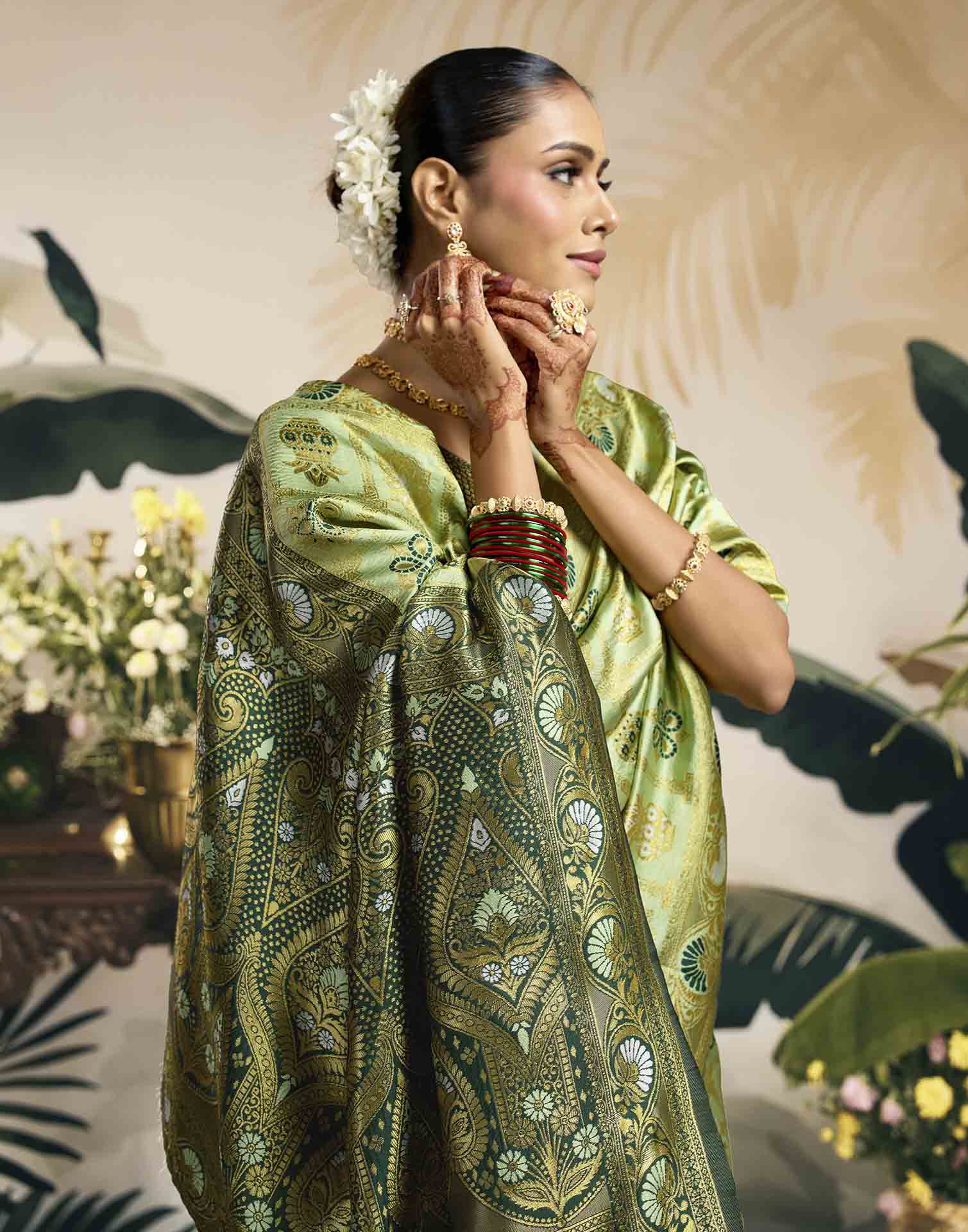 Light Green Silk Woven Patola Saree