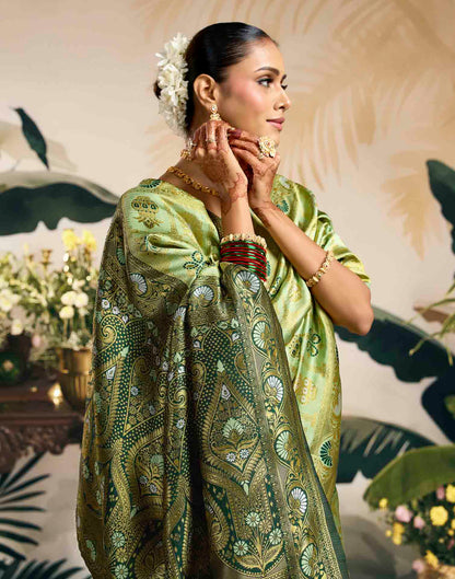 Light Green Silk Woven Patola Saree