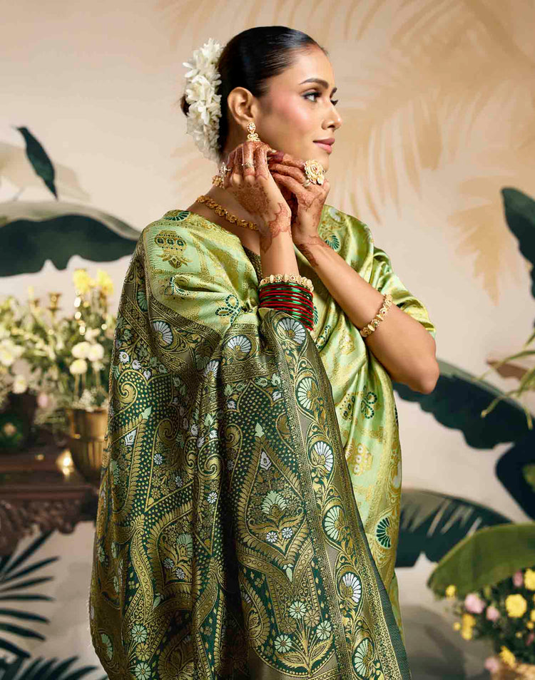 Light Green Silk Woven Patola Saree