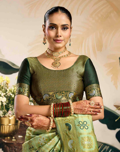 Light Green Silk Woven Patola Saree
