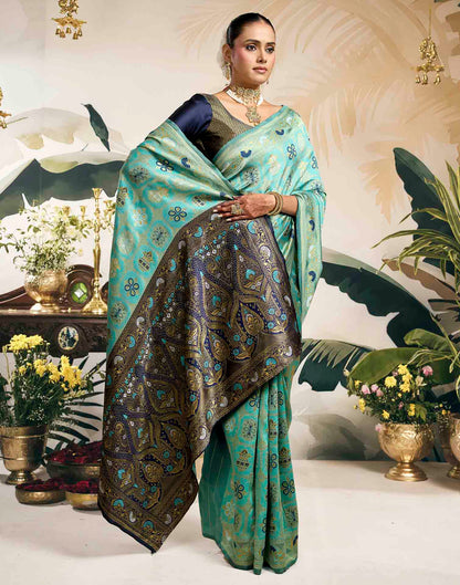 Sky Blue Silk Woven Patola Saree