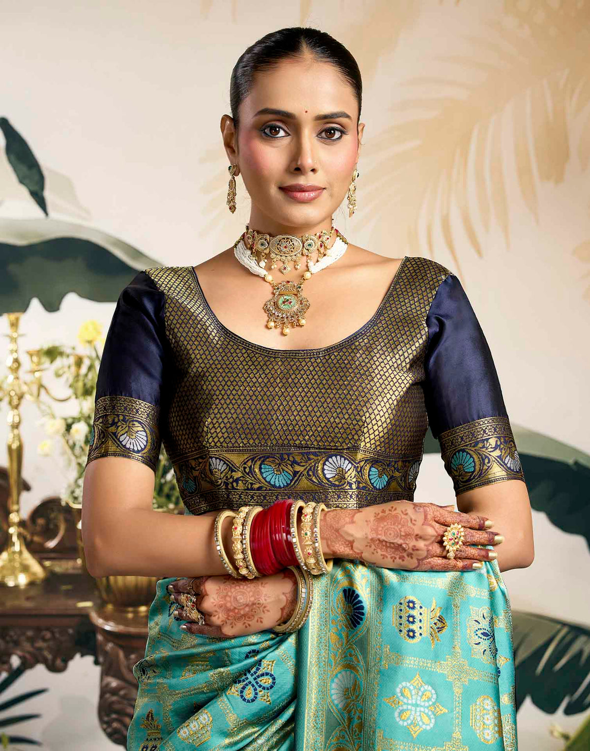 Sky Blue Silk Woven Patola Saree