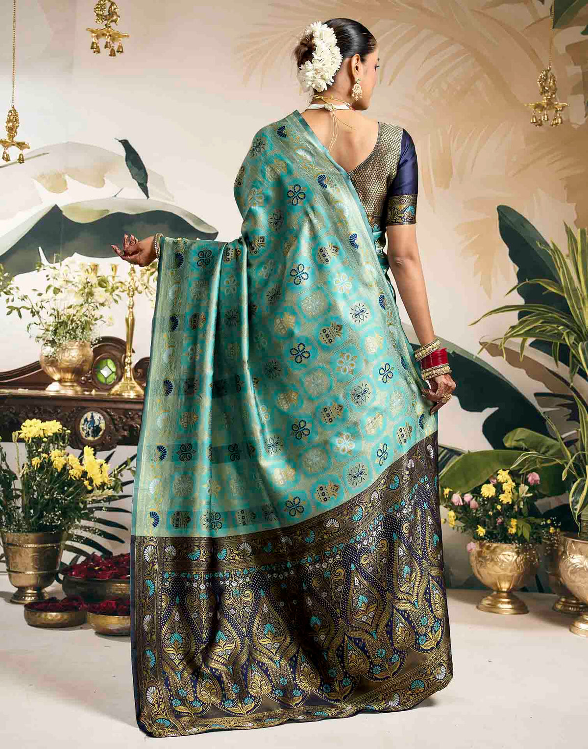 Sky Blue Silk Woven Patola Saree