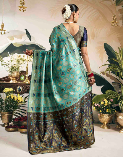 Sky Blue Silk Woven Patola Saree