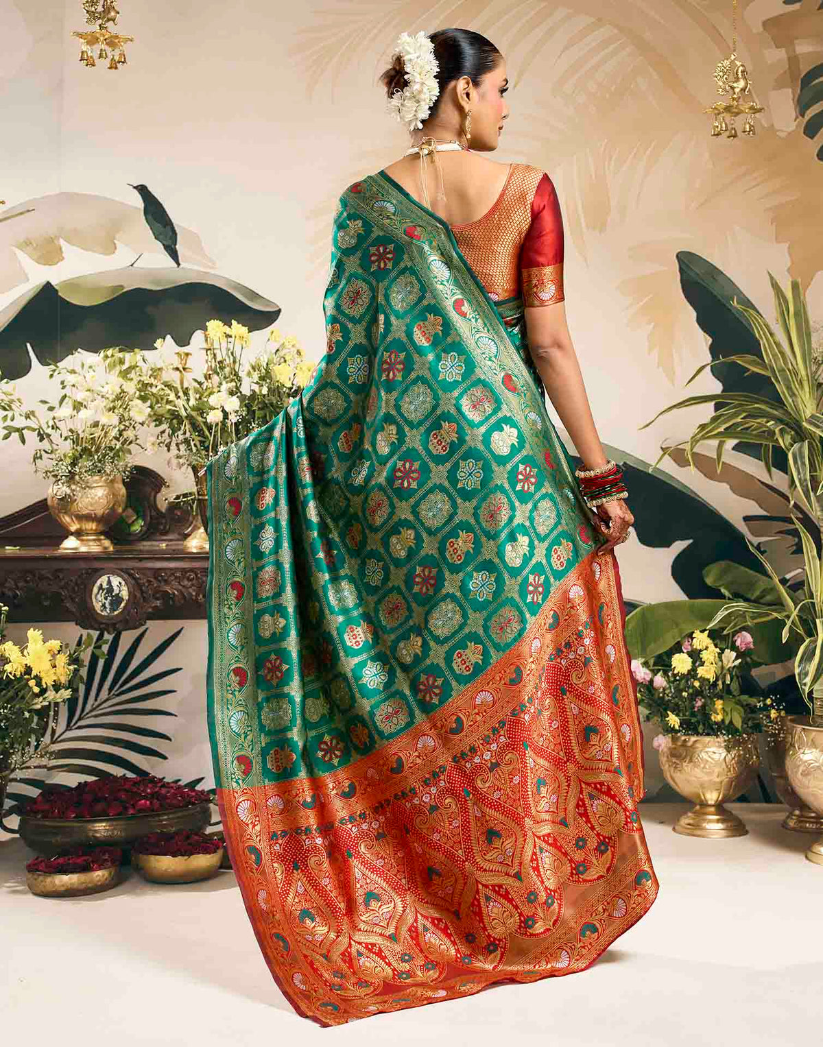 Turquoise Silk Woven Patola Saree