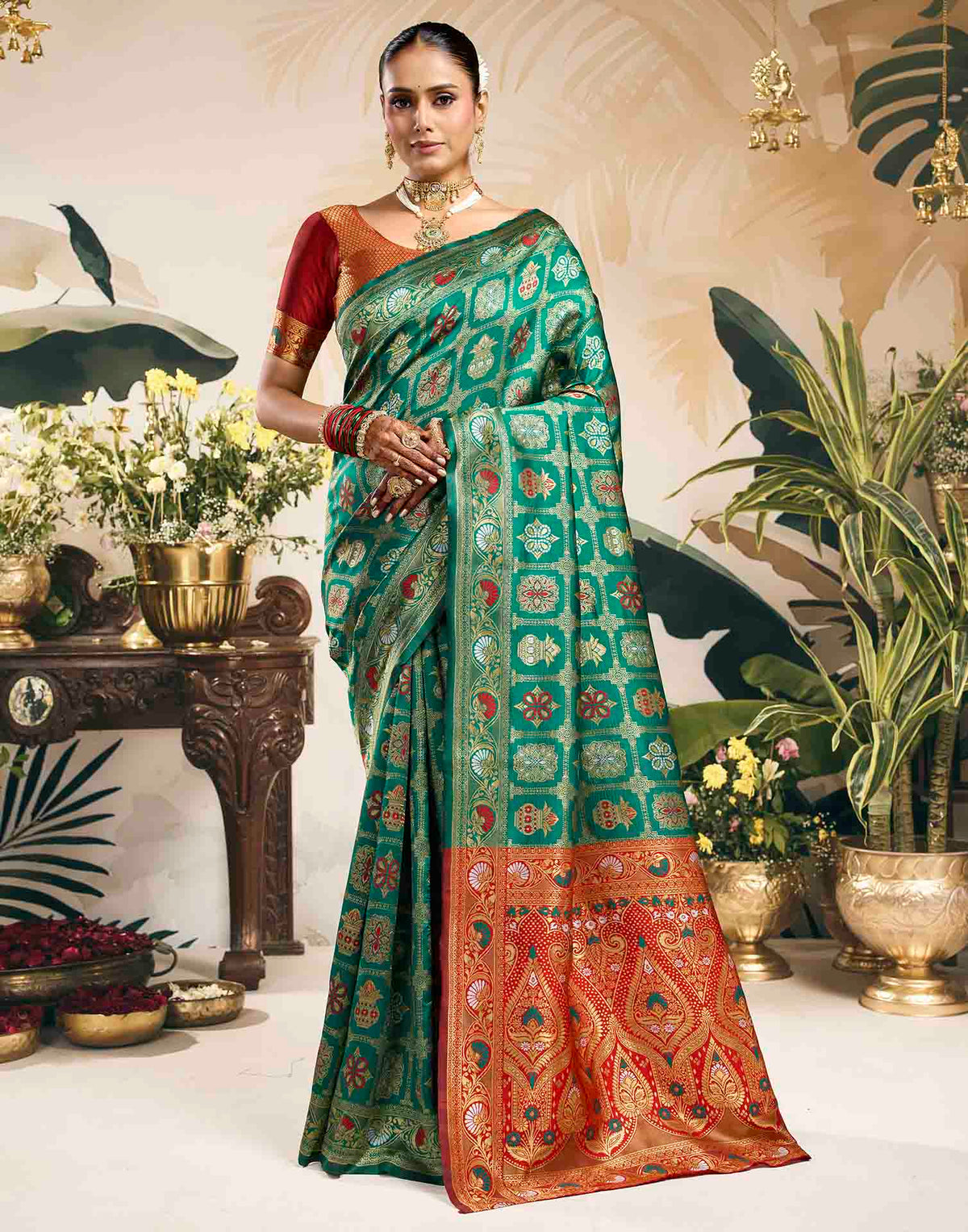 Turquoise Silk Woven Patola Saree