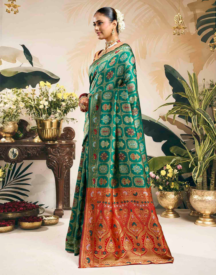 Turquoise Silk Woven Patola Saree