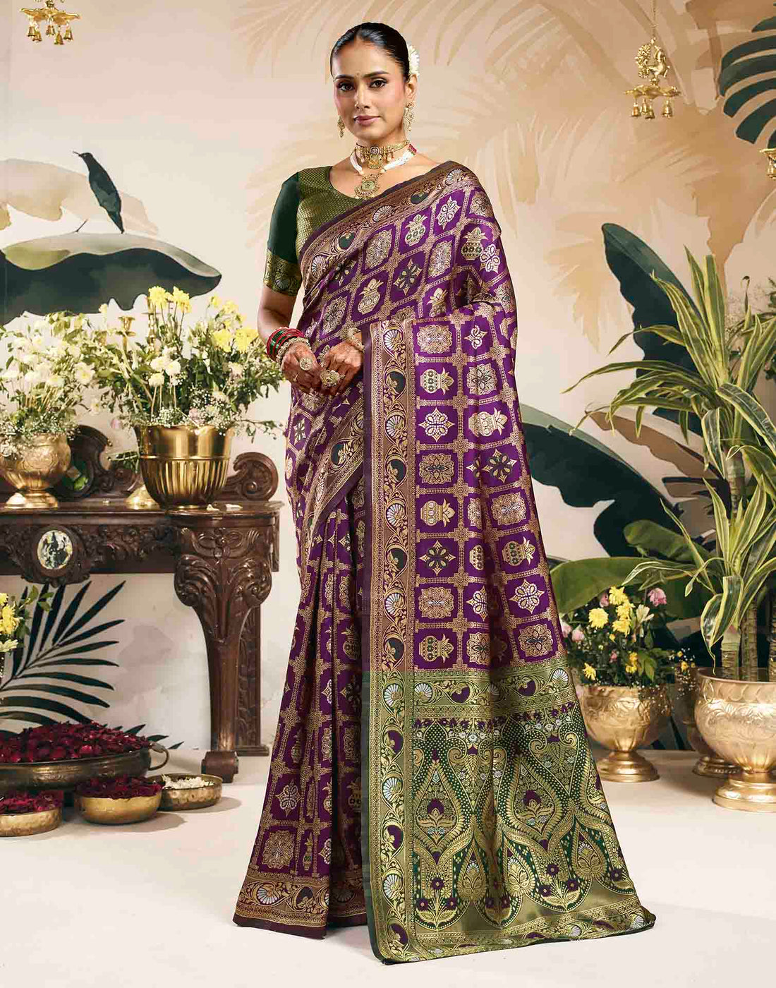 Purple Silk Woven Patola Saree