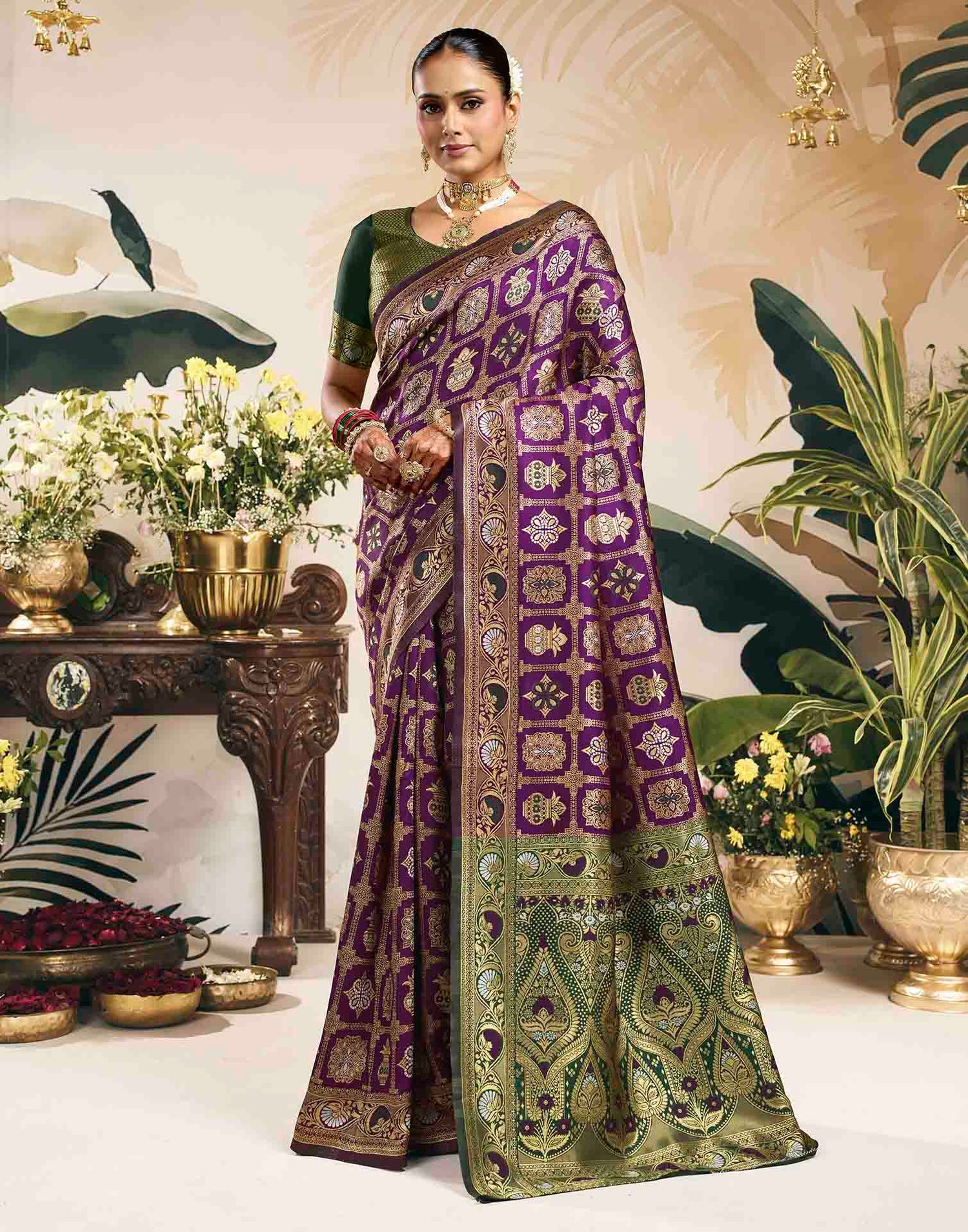 Purple Silk Woven Patola Saree